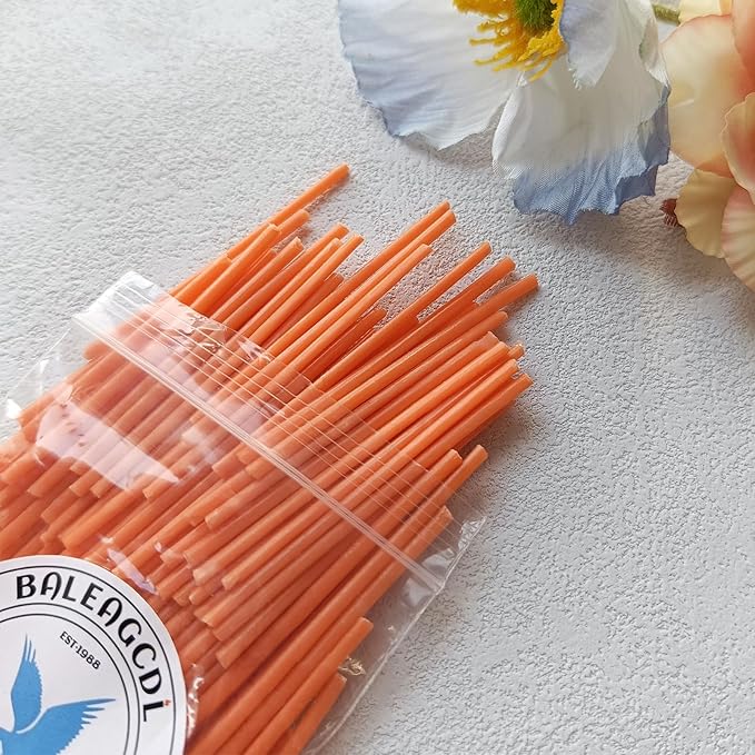 Pearled Candle Wick 2.2 Inch Orange Cotton Wicks 100-Pack - Premium Metal-Free & Lead-Free Candle Wicks for Candle Making