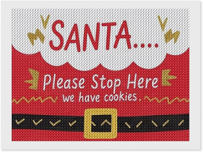 AIVKIEJK Diamond Painting Kits for Adults - Christmas Santa 'Please Stop Here' Painting DIY 5D Full Drill Diamond Dots Paintings with Diamonds Gem Art and Crafts Home Decor 12"x16"