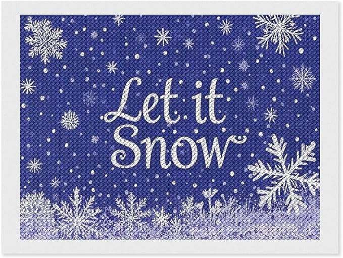 AIVKIEJK Diamond Painting Kits for Adults - Festive Snowflake Christmas Let It Snow Painting DIY 5D Full Drill Diamond Dots Paintings with Diamonds Gem Art and Crafts Home Decor 12"x16"
