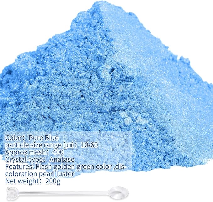 Mica Powder,200g/7.14oz Large Jar,Pure Blue Mica Powder Pigment for Epoxy Resin，Lip Gloss，Paint，Dye，Soap Making，Nail Polish,Candle Making,Bath Bombs