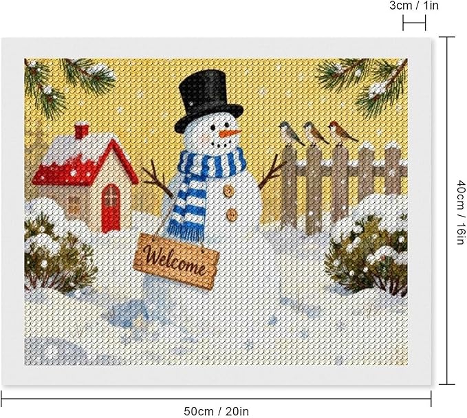 AIVKIEJK Diamond Painting Kits for Adults - Christmas Welcome Snowman Winter Christmas Painting DIY 5D Full Drill Diamond Dots Paintings with Diamonds Gem Art and Crafts Home Decor 16"x20"