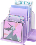 Delifox Inclined Desk File Organizer,Vertical File Folder Holder Stand Metal Rack File Sorter for Office Classroom Desktop Organization