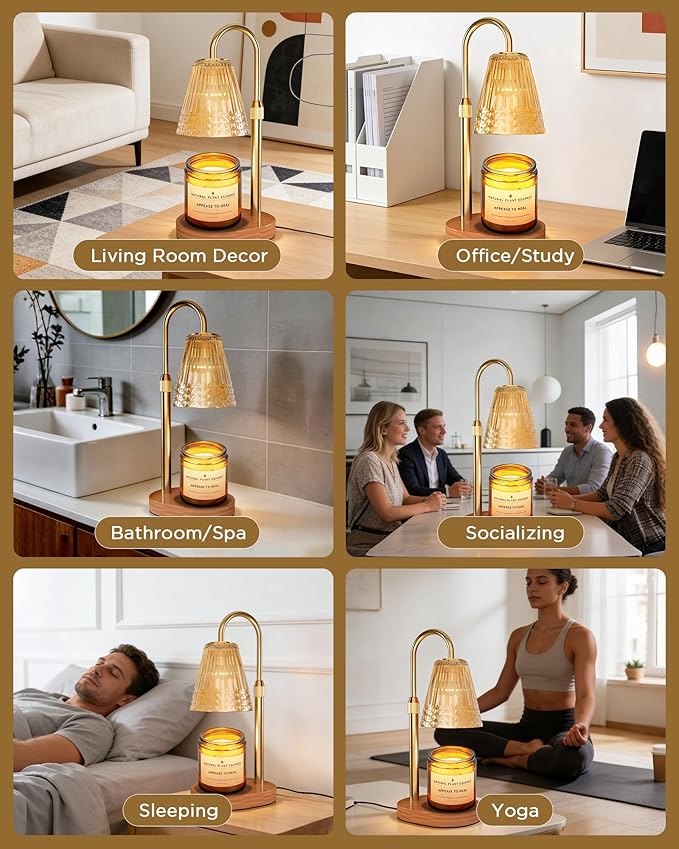 TATAANTY Candle Warmer Lamp for Scented Jar Candles: Height Adjustable Electric Wax Melt Warmer with Timer & Dimmer, Gifts for Women Mom, Birthday New Home Room Decor