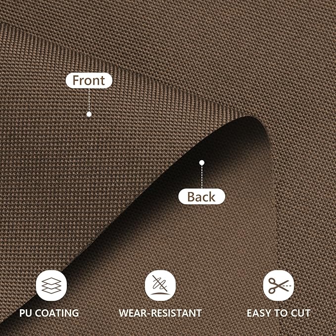 Waterproof Canvas Fabric by The Yard 58inch 600D Upholstery Material Polyester Fabric Outdoor Water Resistant Fabric for Sewing Chair Patio Cushion Purse Bag Interior, Pre Cut 2 Yard Brown