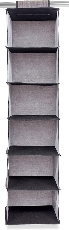 Internet's Best Hanging Closet Organizer - 6 Shelf - Clothing Sweaters Shoes Accessories Storage - Grey