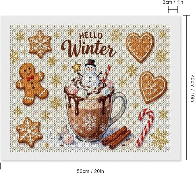 Diamond Painting Kits for Adults - Hello Winter Ice Cream & Gingerbread Snowflakes & Candles Painting DIY 5D Full Drill Diamond Dots Paintings with Diamonds Gem Art And Crafts Home Decor 16"x20"