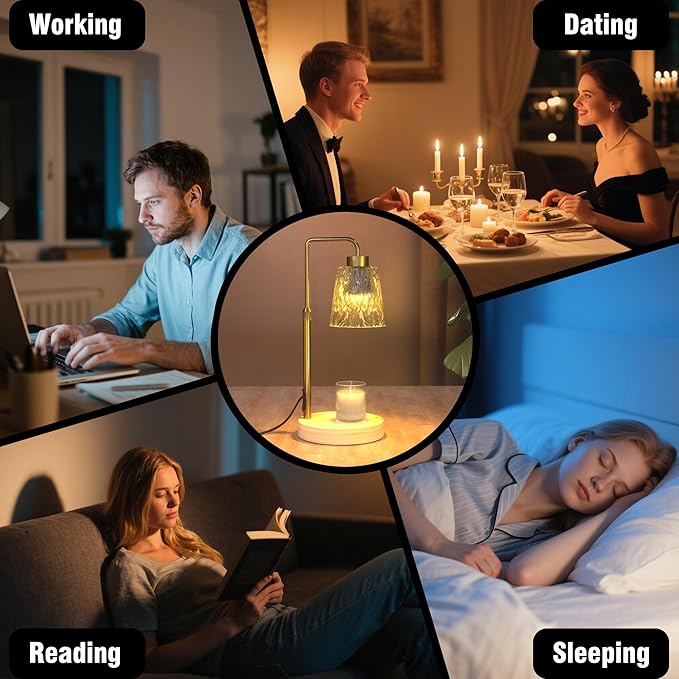 Gold Candle Warmer Lamp with Timer Dimmer, Adjustable Height, Electric Wax Melter for Scented Jar Candles, Home Room Decor, Gift for Women, Men, Friend, Birthday, Christmas, Thanksgiving, Mother's Day