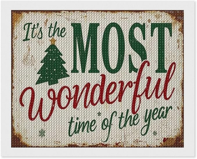 Diamond Painting Kits for Adults - Humorous Quote & Christmas Tree Most Wonderful Time of The Year Painting DIY 5D Full Drill Diamond Dots Paintings with Diamonds Gem Art And Crafts Home Decor 16"x20"