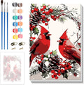Skyboda Cardinal Paint by Numbers Kit for Adults Beginners with Frame, Christmas Adult Paint by Number Kits on Canvas, Easy DIY Oil Painting Kits for Home Decor, 8x12in