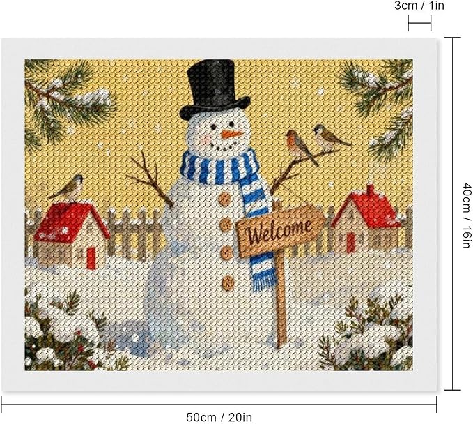AIVKIEJK Diamond Painting Kits for Adults - Christmas Welcome Snowman Winter Christmas Painting DIY 5D Full Drill Diamond Dots Paintings with Diamonds Gem Art and Crafts Home Decor 16"x20"