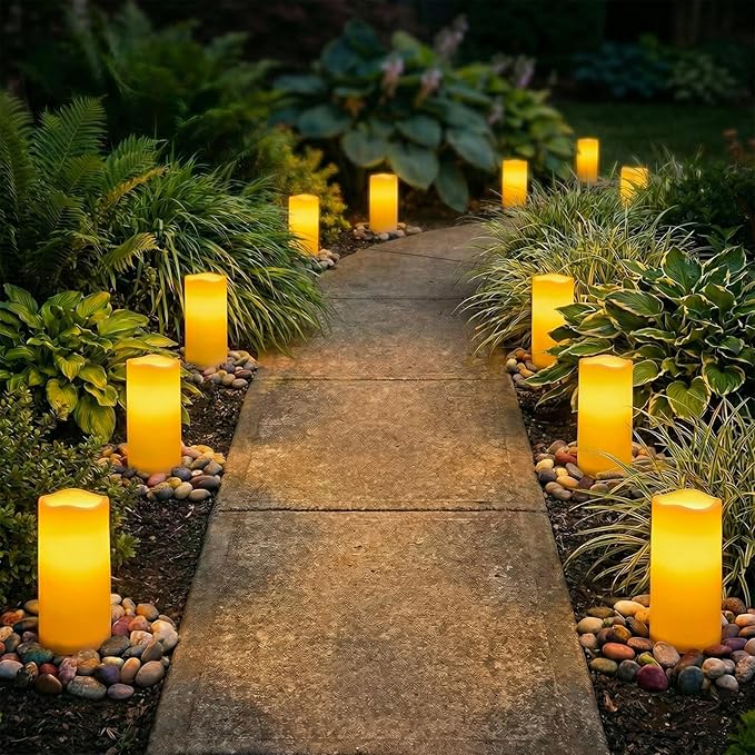 Homemory 3" x 6" Waterproof Flameless Candles, Outdoor Indoor Battery Operated LED Pillar Candles with Remote Control and Timer, Plastic, Long Lasting, Set of 6
