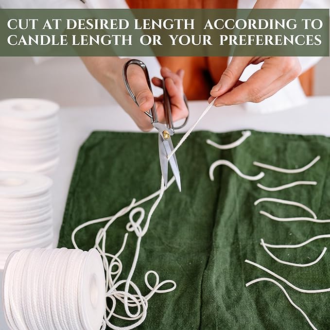 24 PLY Braided Candle Wick Spool White Woven Wicks Cord for Candle Making 200 Foot Lacing Roll for DIY Craft Cotton Cord