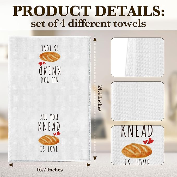 DETIHO Cute Kitchen Towels, Funny Dish Towels Tea Towels for Kitchen Baking, Baking Gifts for Women Mom, Drying Decor Accessories (A03)