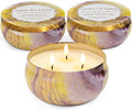 Candles, 3-Pack Large 3-Wick Tin Candle Set, 14oz Each — White Tea & Sage, Vanilla Amber, Cashmere Cedar — Luxury Strong-Throw Aromatherapy Candles in Gift Gold 6.3 x 7.09 in
