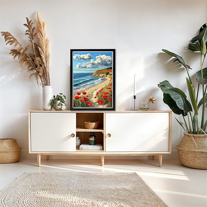 Genius maker Beach Diamond Painting Kits for Adults, Landscapes 5D Diamond Art Kits for Beginners DIY Full Drill Diamonds Painting Pictures, Diamond Gem Art Painting Crafts Home Wall Decor 12x16inch