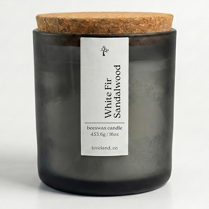 Aspen & Oak Luxury Beeswax Candle 16oz - Long Burning Pure Beeswax Candles, Non Toxic, Natural, Clean, Essential Oil Scented Organic Candles, Home Decor & Gifts - White Fir Sandalwood