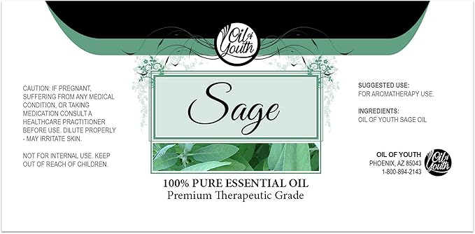Oil of Youth Sage Essential Oils 4oz – Aromatherapy Oil for Diffuser