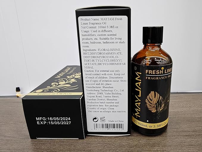 MAYJAM Fresh Linen Fragrance Oils Essential Oil - Fresh Linen Oil for Diffusers, 3.38FL.OZ/100ML Large Volume Fragrance Oil with Premium Glass Dropper