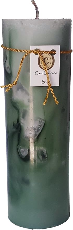 Handmade Scented Candle - Long Burning Pillar - Sage Scent (Large)