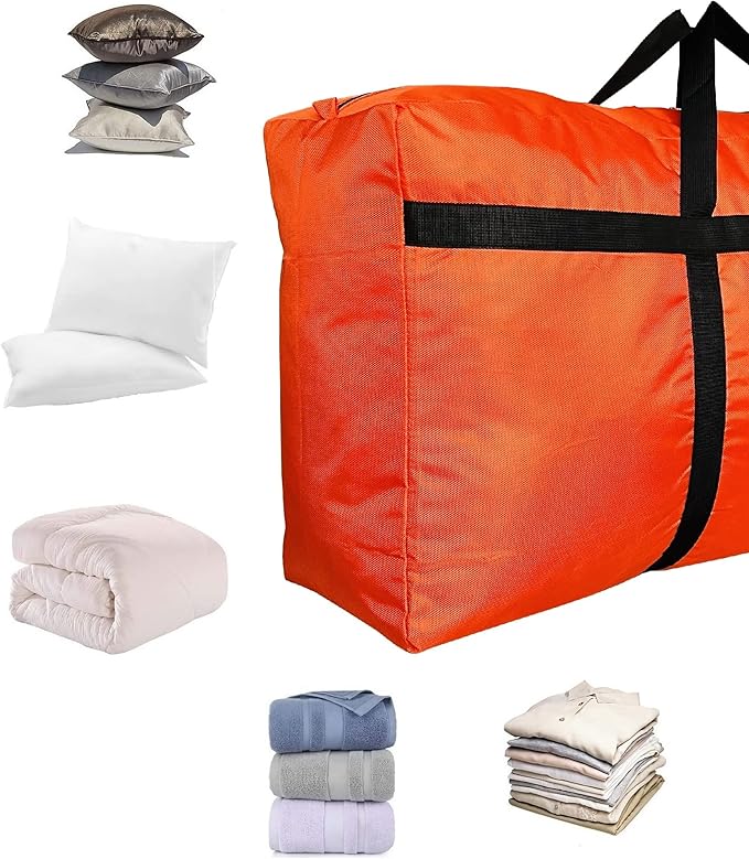 YiKitHom Extra Large Storage Duffle Bag for Travel, Orange Oversized Giant Big Traveling Duffle Bag