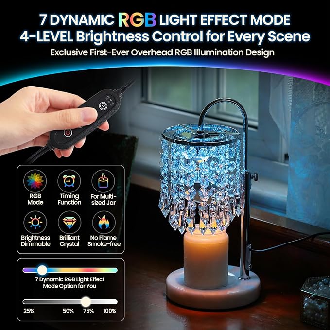 Candle Warmer Lamp with Timer Dimmer and 3 Bulbs, Lamp Candle Warmer with Marble Base,Wax Melt Warmer for Jar Candles, Birthday Gifts for Women Mom, House Warming Gifts New Home Decor