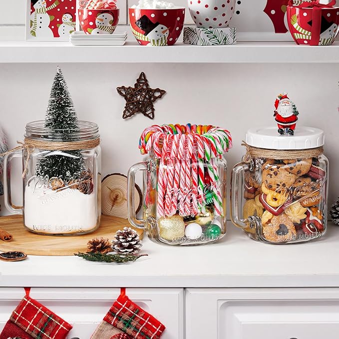 Folinstall 74 oz/2160 ml Glass Jar with Lid, Wide Mouth Airtight Glass Storage Jar, Quart Pantry Organization Mason Jar For Fridge, Food Storage Container For Sugar, Flour, Pickle, Coffee, Candy