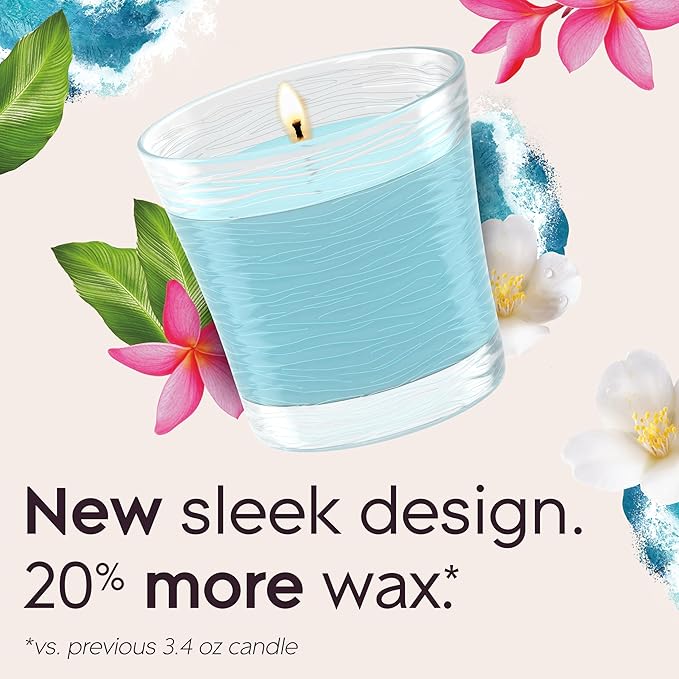 Glade 1-Wick Scented Candle Jar, Aqua Waves, Air Freshener Infused with Essential Oils, 4.08 Oz, 2 Count
