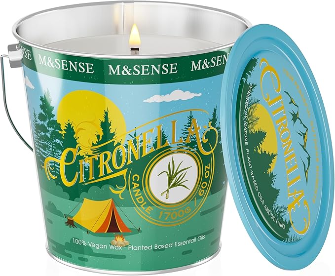 Large Citronella Candles Outdoor 60 oz,Mosquito Candle for Outside,Citronella Eucalyptus Candles,Summer Candle for Outside,370 Hours Burn Time,Nature Soy Wax