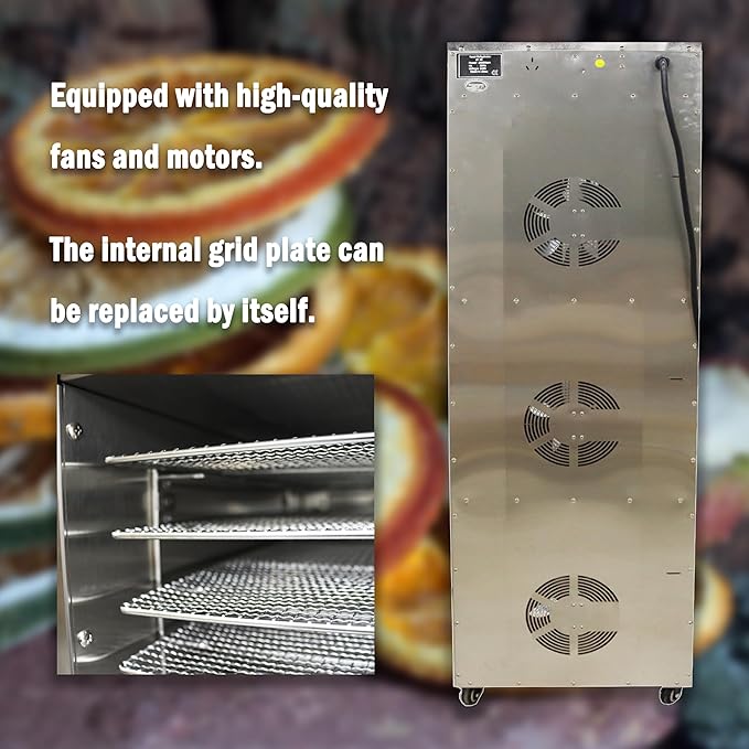 Fruit Dryer Machine Commercial Food Dehydrator 36 Trays for Drying Stainless Steel 2400W Adjustable Temperature 30-90 ℃ 110V