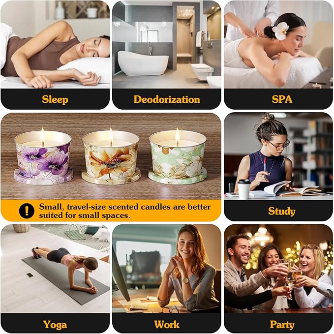 3-Pack Aromatherapy Candle Set - Travel-Size Scented Candles 2.5 oz Each | 10+ Hour Relaxing Long-Lasting Burn | Fragrant Soy Candles for Home, Gifts, Meditation & Christmas
