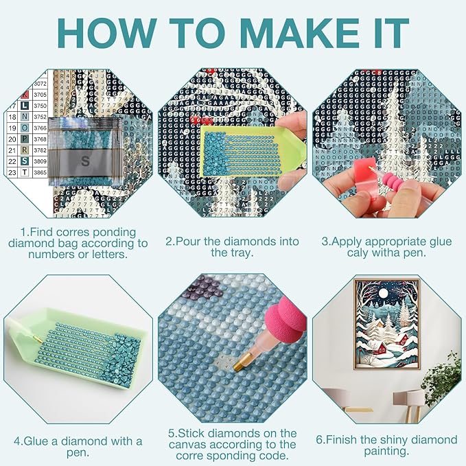 MEIYUDA Christmas Diamond Painting Kits for Adults, 5D Abstract Christmas Tree Diamond Art Kits for Beginners, DIY Gem Art Crystal Painting for Home Wall Decor and Present 12x16inch