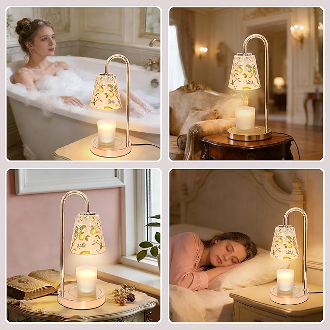 Lemon Candle Warmer Lamp with Timer & Dimmable & 2Bulbs, Womens Gifts for Christmas Birthday, Unique Candle Warmer Home Decor for Bedroom Holiday Decor Aesthetic (Candles not Included)