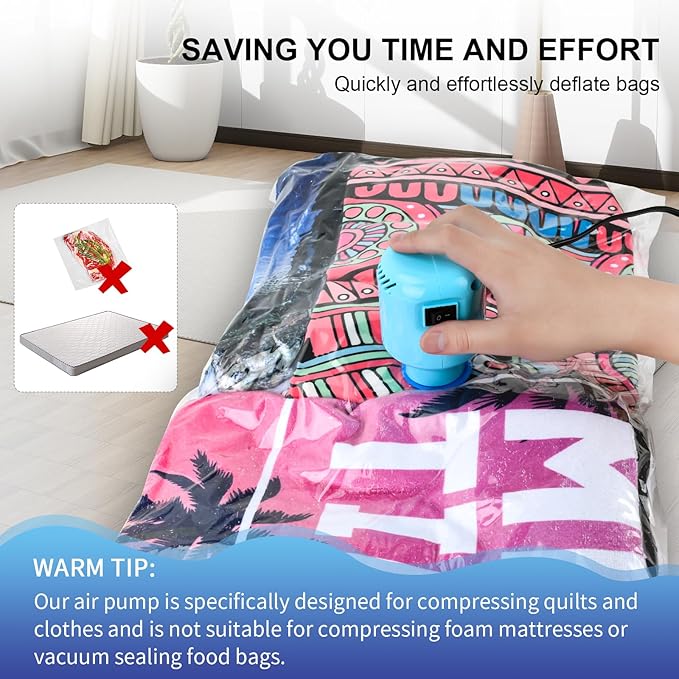 HOTBAG Electric Air Pump for Vacuum Storage Bags, Portable Travel Vacuum Pump Compressing Clothing Vacuum Seal Pump for Various Vacuum Seal Bags Blue(Storage Bag Not Included)