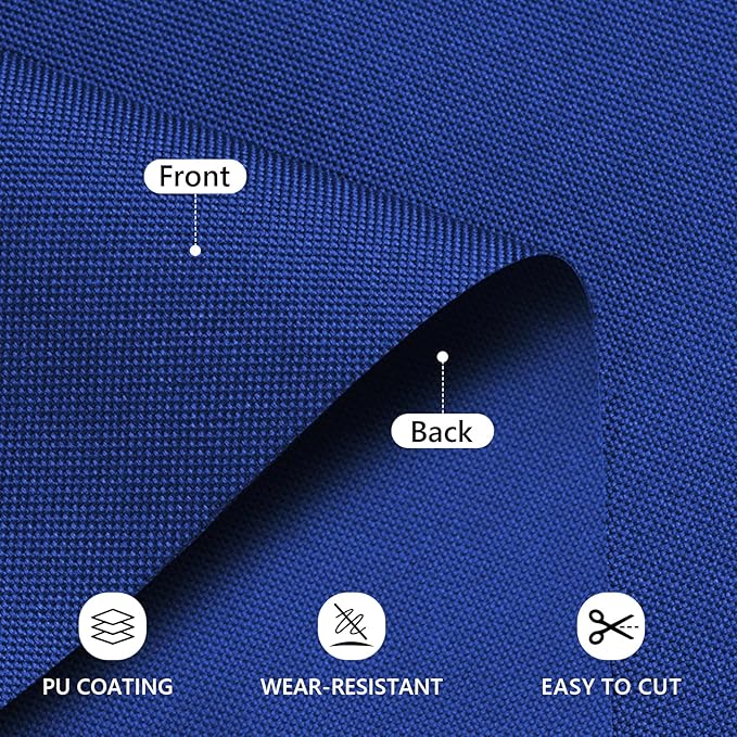 Waterproof Canvas Fabric by The Yard 58inch 600D Upholstery Material Polyester Fabric Outdoor Water Resistant Fabric for Sewing Chair Patio Cushion Purse Bag Interior, Pre Cut 3 Yard Royal Blue
