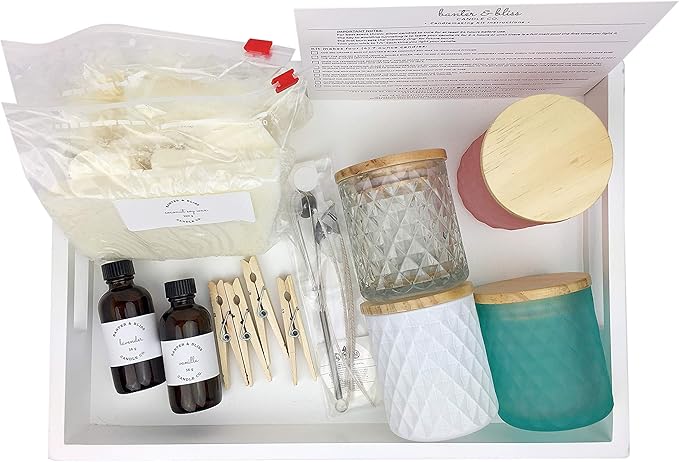 Luxe & Lavish DIY Coconut Wax Blend Candlemaking Kit by Banter & Bliss Candle Co. - Makes Four 5.65 oz. Candles - Make More Kit (32 pieces)