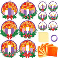 Qyeahkj 36 Set Christmas Advent Wreath Suncatchers Crafts for DIY Advent Candle Tissue Paper Craft Kit Hanging Decor for Xmas Holiday Home Activity Art Project Birthday Party Favor Gift