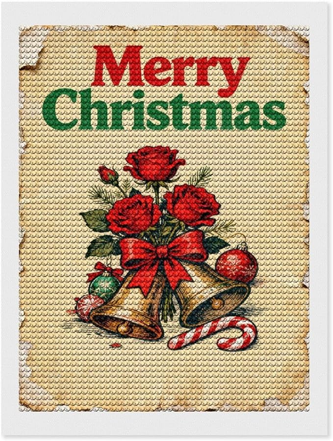 AIVKIEJK Diamond Painting Kits for Adults - Merry Christmas Santa, Holly & Vintage Painting DIY 5D Full Drill Diamond Dots Paintings with Diamonds Gem Art and Crafts Home Decor 12"x16"