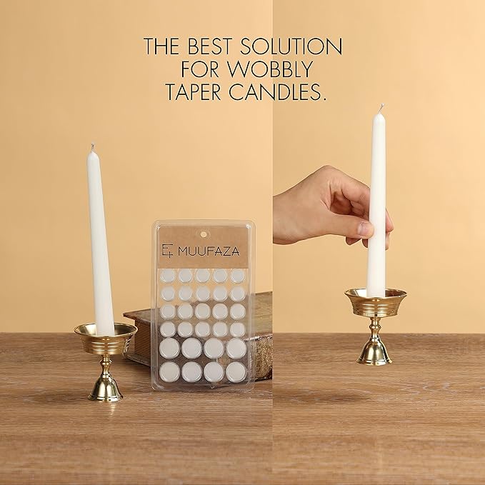 MUUFAZA Wax Dots for All Size Candles and Candle Holders,Candle Adhesive,Candle Sticky dots, Candle Accessories - (2 Pack,56 Dots)