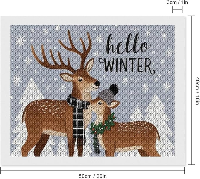 AIVKIEJK Diamond Painting Kits for Adults - Reindeer Snowflake Winter Seasonal Painting DIY 5D Full Drill Diamond Dots Paintings with Diamonds Gem Art and Crafts Home Decor 16"x20"