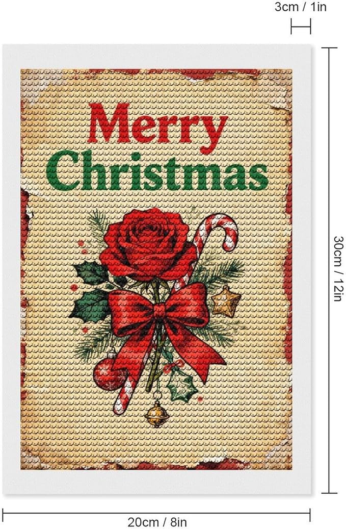 AIVKIEJK Diamond Painting Kits for Adults - Merry Christmas Santa, Holly & Vintage Painting DIY 5D Full Drill Diamond Dots Paintings with Diamonds Gem Art and Crafts Home Decor 8"x12"