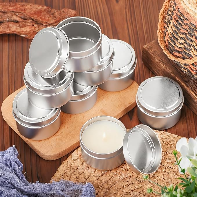 48 Pack 4oz Silver Candle Tins Jars, Empty Candle Jars for Making Candles, 48pcs Candle jars with Lids, Bulk Candle Making Kit For Adults, Small Business (48)