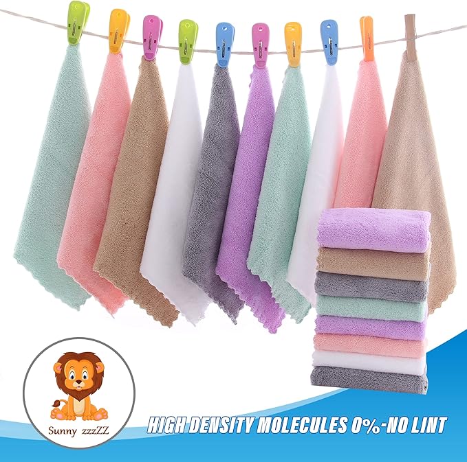 Sunny zzzZZ 18 Pack Microfiber Cleaning Cloth - Super Absorbent 10 × 10 Inch Reusable Cleaning Rags, Premium Dish Cloths, Coral Fleece Cleaning Towels, Nonstick Oil Washable Fast Drying (Multicolor)