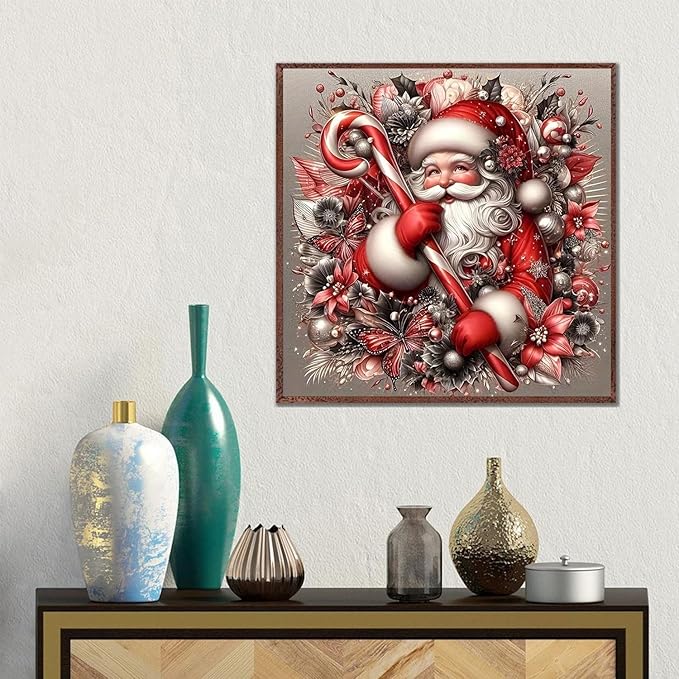 Diamond Art Kits for Adults, Christmas Santa Diamond Painting Kits for Beginners, 5D Full Drill Gem Art Paint with Diamonds Dots Crafts Kits for Home Decor Gift 14x14inch