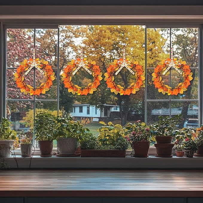 Cinrobiye 178 PCS Mini Fall Wreath Decorations Kits DIY Thanksgiving Maple Leaf Wreath for Front Door Autumn Candle Rings Wreaths Crafts for Garden Indoor Art Wall Hanging Wedding Table Home Decors