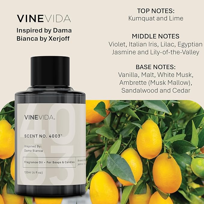 VINEVIDA [10mL] DAMA Bianca Fragrance Oil for Candle Making - Natural Candle Oil Scents - Soap Making Essential Oil - Made in USA