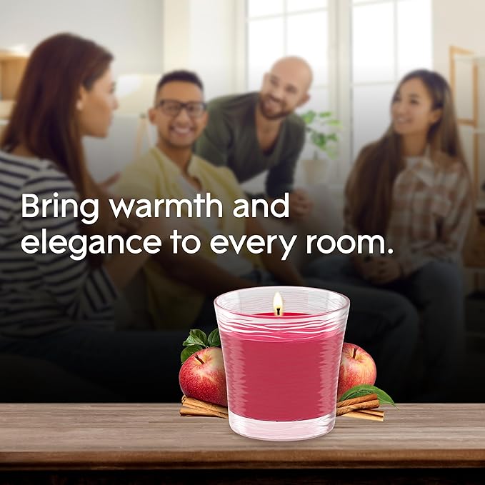 Glade 1-Wick Scented Candle Jar, Apple Cinnamon, Air Freshener Infused with Essential Oils, 4.08 Oz, 2 Count