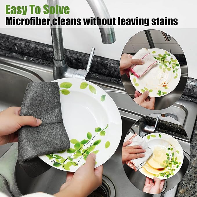 KTT Thickened Magic Cleaning Cloth,Reusable Microfiber Cleaning Cloth.Lint Free Cloth for Home,Window,Mirror Glass and Cars.(12" x 16",5 Pack)