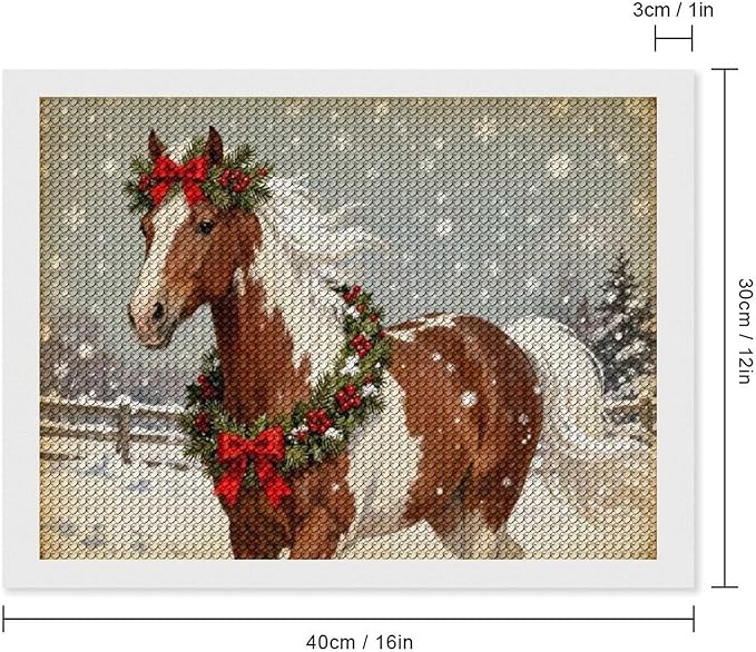 AIVKIEJK Diamond Painting Kits for Adults - Christmas Festive Holiday Horse with Snowy Mane Painting DIY 5D Full Drill Diamond Dots Paintings with Diamonds Gem Art and Crafts Home Decor 12"x16"