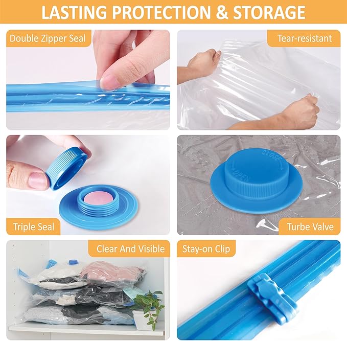 Cozy Essential Travel Vacuum Storage Bags with Rechargeable Cordless USB Pump, Space Saver Bags for Luggage, Suitcase, Carry-On, for Clothes, Blankets, Bedding & Seasonal Storage,22 Combo