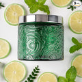 9-Pack 10 oz Sun Moon Star Embossed Glass Candle Jars with Mirror Lids and Labels - Unique Green Candle Containers with Lids for Candle Making